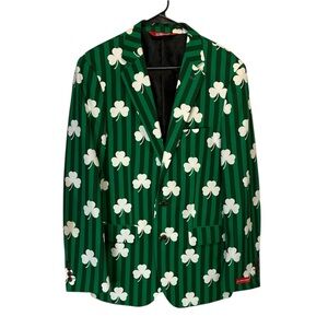 Shinesty Shamrock Patterned Men's Blazer St. Patrick’s Day Festive Party Coat 40